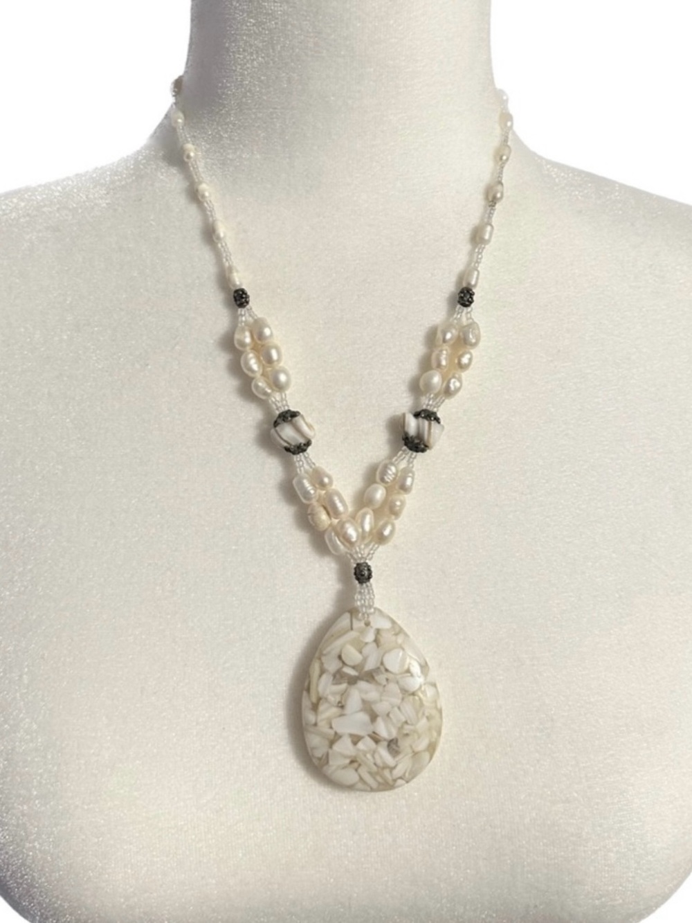 White Shell and Pearl Necklace
